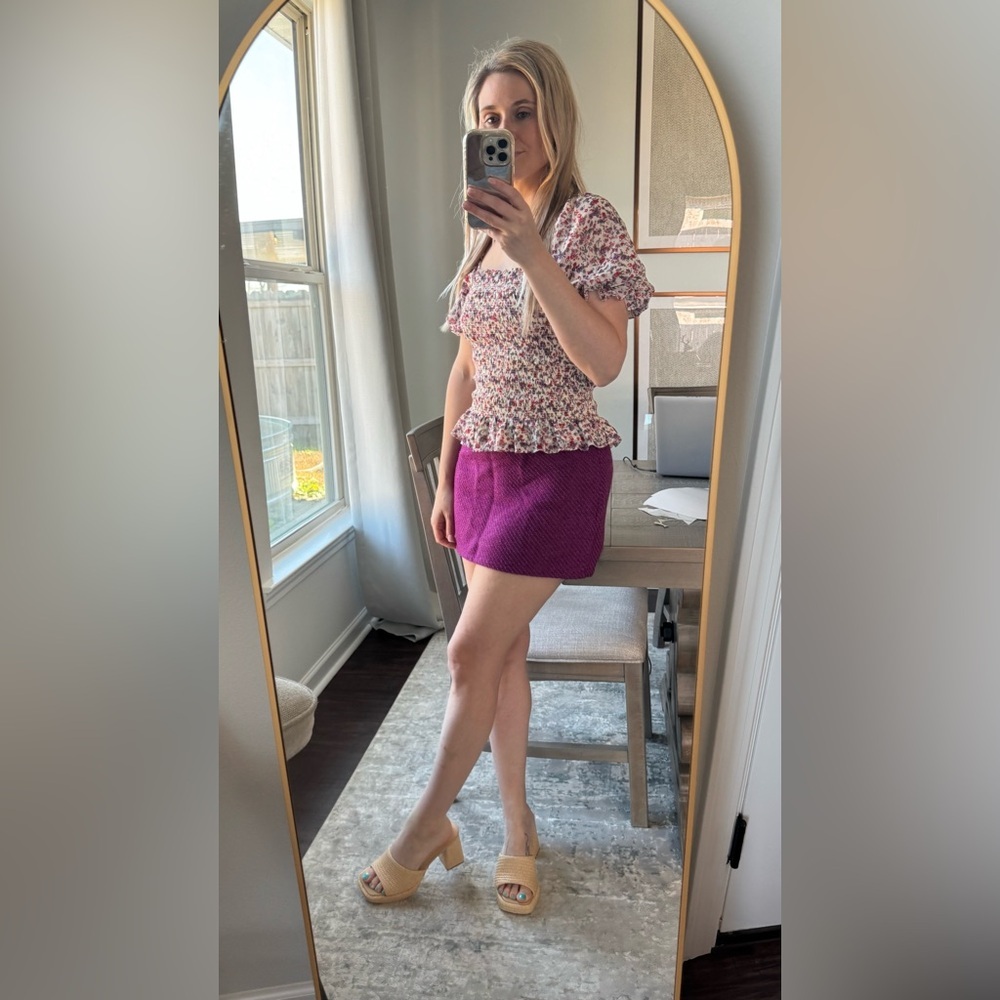Pretty Little Thing - Elegant Dark Purple Boucle Basic Mini Pink Women's Skirt - Picture 14 of 14